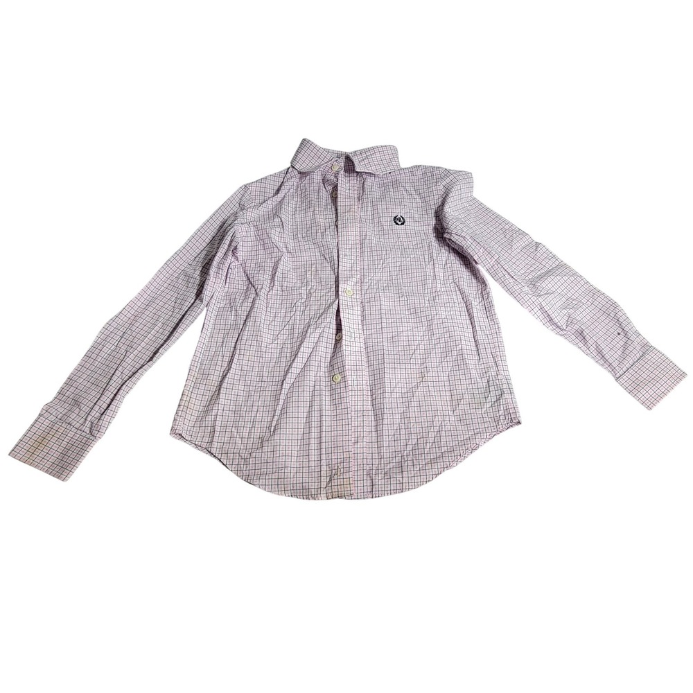Lauren Ralph Lauren Girls Pink Blue Tattersall Check Button Down Shirt Size 12